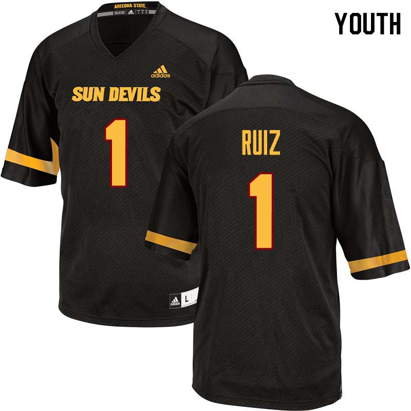 Youth #1 Brandon Ruiz Arizona State Sun Devils College Football Jerseys Sale-Black - Click Image to Close